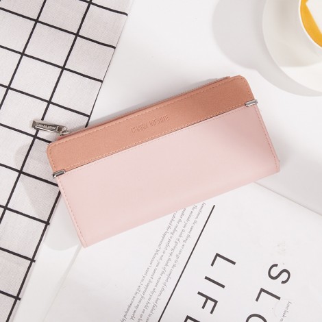 Manufacturer direct selling 2021 new women's wallet Korean frosted Long Wallet multi card position zipper buckle card bag 