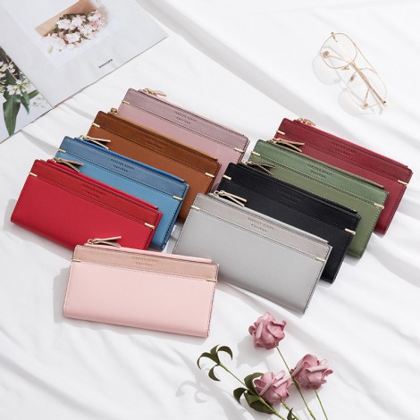 Cross border supply new wallet women's Korean fashion multi Card Wallet Zipper buckle long wallet wholesale 