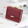 2019 new small wallet women's short Korean version tidal pearl three fold student Mini Wallet zero wallet wholesale 