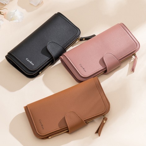 Cross border supply new Korean fashion women's handbag zipper three fold long mobile phone bag multifunctional Wallet 
