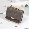  new small wallet women's short Korean version tidal pearl three fold student Mini Wallet zero wallet wholesale 