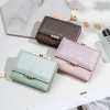  new small wallet women's short Korean version tidal pearl three fold student Mini Wallet zero wallet wholesale 