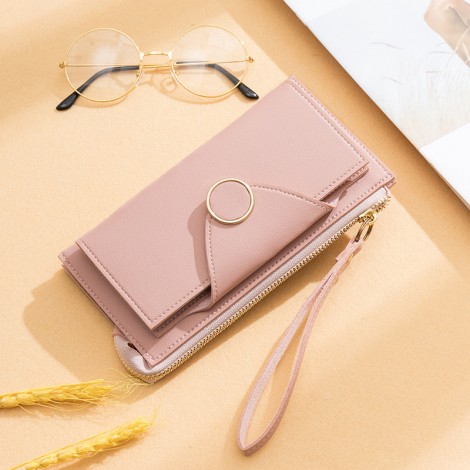 Cross border new Japanese and Korean women's long mobile phone bag high-capacity student's hand bag trendy wallet can be customized 