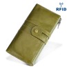 Vintage Leather Women's wallet Korean fashion mobile phone bag top leather RFID Long Wallet pure 