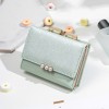  new small wallet women's short Korean version tidal pearl three fold student Mini Wallet zero wallet wholesale 