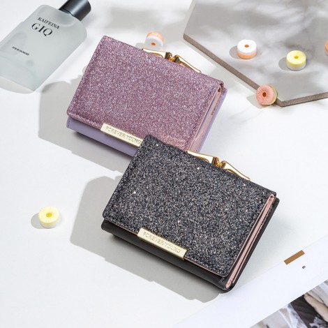 women's short wallet Korean fashion bright face 30% discount small teaching bag multi card student zero wallet in stock 