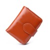 Cross border short bag women's 2021 new women's wallet retro two fold Wallet oil wax leather buckle zero wallet 