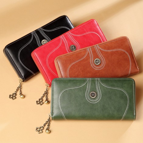 New Retro women's Long Wallet large capacity multi card zipper handbag fashion personalized European and American Wallet 