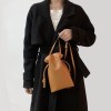Women's drawstring bucket bag, single shoulder crossbody, niche genuine leather bag, fashionable and minimalist lucky bag bag for women 