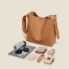 Winter New Women's Bag Large Capacity Bucket Genuine Leather Women's Bag One Shoulder Versatile Cowhide Diagonal Straddle Bag 