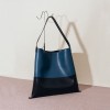 Large capacity shoulder bag, Korean minimalist cowhide shopping bag, fashionable color blocking leather tote bag 