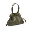 Minimalist and fashionable cowhide bag, niche leather women's bag, pleated bag, single shoulder bag, drawstring tote bag, large 