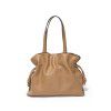 Minimalist and fashionable cowhide bag, niche leather women's bag, pleated bag, single shoulder bag, drawstring tote bag, large 