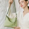 Women's bag genuine leather single shoulder crossbody women's bag top layer cowhide geometric tote bag green bag 