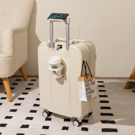 Student suitcase female 24 inch multifunctional travel box with cup holder 26 inch trolley box password box male 