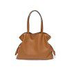 Minimalist and fashionable cowhide bag, niche leather women's bag, pleated bag, single shoulder bag, drawstring tote bag, large 