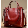 Women's bag, genuine leather, one shoulder crossbody bag, women's portable large bag, oil wax cowhide casual women's bag 