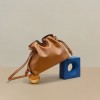 Genuine leather women's bag, fashionable and minimalist bag, women's drawstring lucky bag bag, single shoulder crossbody bucket bag, handbag, pleated bag 
