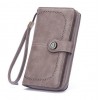 Retro Oil Wax Skin Hollow Wallet Korean Version Large Capacity Phone Bag for Women 