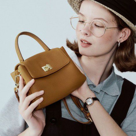 Versatile retro crossbody mobile phone bag, genuine leather one shoulder women's bag, top layer cowhide portable mini bag 