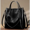 Women's bag, genuine leather, one shoulder crossbody bag, women's portable large bag, oil wax cowhide casual women's bag 