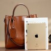 Women's bag, genuine leather, one shoulder crossbody bag, women's portable large bag, oil wax cowhide casual women's bag 