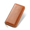 Oil wax pattern cowhide women's zippered wallet men's long genuine leather large capacity handbag 