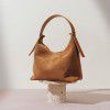 Cowhide pillow bag niche retro solid color handbag autumn and winter gentle style genuine leather bag for women 