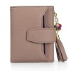 Women's short genuine leather wallet, sweet tassel, solid color, three fold women's wallet, classic change bag 