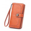Retro Oil Wax Skin Hollow Wallet Korean Version Large Capacity Phone Bag for Women 