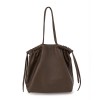 Single shoulder bag with niche design, versatile for commuting, genuine leather women's bag, large capacity retro drawstring tote bag 