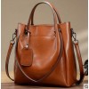 Women's bag, genuine leather, one shoulder crossbody bag, women's portable large bag, oil wax cowhide casual women's bag 