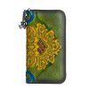 Wallet women's top layer vegetable tanned cowhide color wiping long women's retro wallet women's hand-held zipper bag 