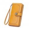 Retro Oil Wax Skin Hollow Wallet Korean Version Large Capacity Phone Bag for Women 