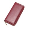 Oil wax pattern cowhide women's zippered wallet men's long genuine leather large capacity handbag 