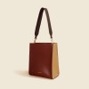 Wide shoulder strap tote bag, leather bag, women's new contrasting single shoulder bag, women's bag, underarm bag 