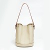 Spring new top layer cowhide women's bag, fashionable and minimalist bucket bag, contrasting color, large capacity crossbody bag, leather shoulder bag 