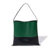 Large capacity shoulder bag, Korean minimalist cowhide shopping bag, fashionable color blocking leather tote bag 