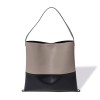Large capacity shoulder bag, Korean minimalist cowhide shopping bag, fashionable color blocking leather tote bag 