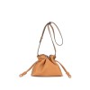 Genuine leather women's bag, fashionable and minimalist small lucky bag, one shoulder crossbody bucket bag, cowhide drawstring small bag 