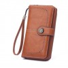 Retro Oil Wax Skin Hollow Wallet Korean Version Large Capacity Phone Bag for Women 