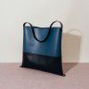 Large capacity shoulder bag, Korean minimalist cowhide shopping bag, fashionable color blocking leather tote bag 