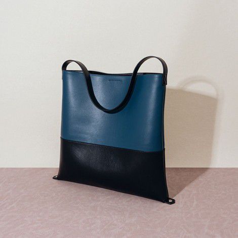 Large capacity shoulder bag, Korean minimalist cowhide shopping bag, fashionable color blocking leather tote bag 