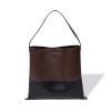 Large capacity shoulder bag, Korean minimalist cowhide shopping bag, fashionable color blocking leather tote bag 
