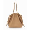 Single shoulder bag with niche design, versatile for commuting, genuine leather women's bag, large capacity retro drawstring tote bag 