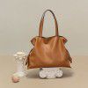 Minimalist and fashionable cowhide bag, niche leather women's bag, pleated bag, single shoulder bag, drawstring tote bag, large 
