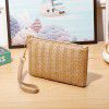 Mobile phone bag women's medium length grass woven hand-held bag woven mobile phone zero wallet 