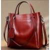 Women's bag, genuine leather, one shoulder crossbody bag, women's portable large bag, oil wax cowhide casual women's bag 