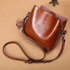 Head layer cowhide women's bag, spring new genuine leather shoulder bag, fashionable and simple crossbody bag, multi-layer 
