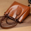 Women's bag, genuine leather, one shoulder crossbody bag, women's portable large bag, oil wax cowhide casual women's bag 